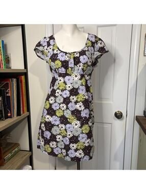 Boden US4 Brown Floral Empire Waist Midi Dress